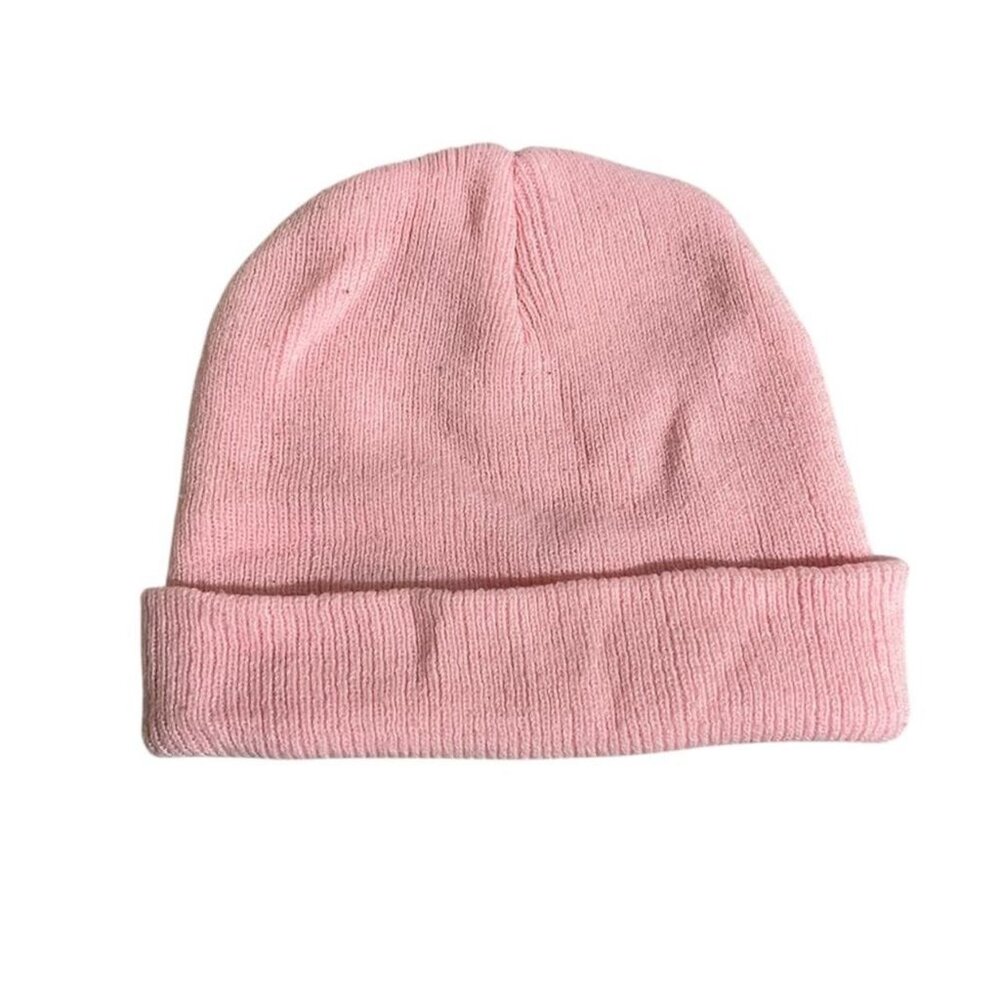 Baby pink fold over beanie